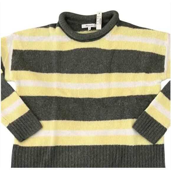 **NWT Madewell Green/Yellow/ White Striped Fulton Pullover Sweater - SIZE M - Picture 2 of 8